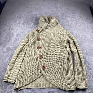 GRECERELLE Sweater Cowl Neck Wrap Pullover‎ Asymmetric Womens Small Beige Tan